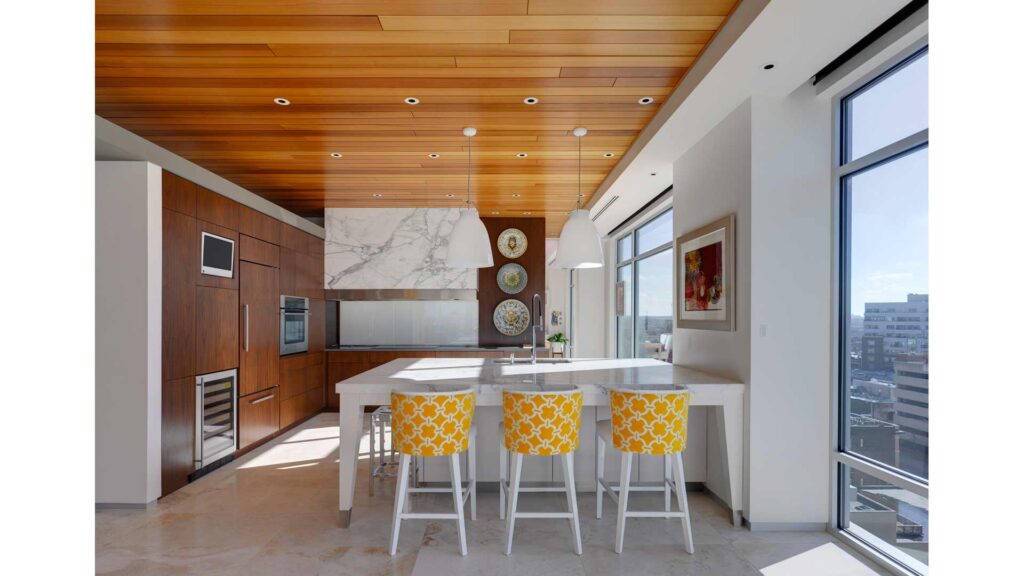 brown and white wood ceiling