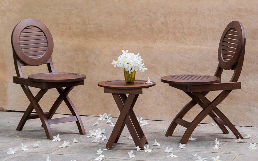 Black wooden stools with color brown and nature beauty